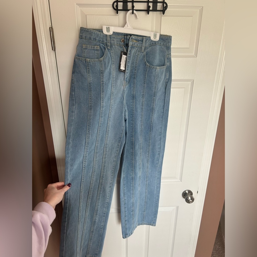 PrettyLittleThing Sky Blue Denim Pants